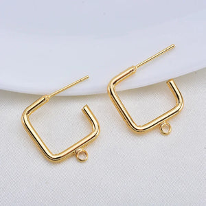 Copper Square Earring Clasps Hooks DIY Jewelry Findings