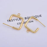 Copper Square Earring Clasps Hooks DIY Jewelry Findings