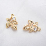 Copper Zircon Leaf Pendants Charms for DIY Jewelry Making