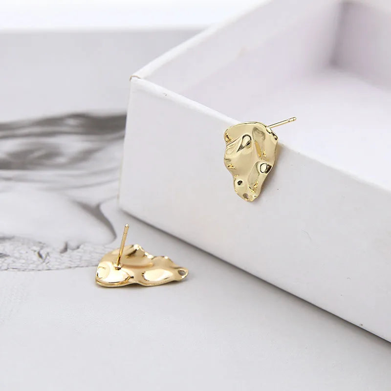 Copper Oval Wave Stud Earrings DIY Jewelry Findings