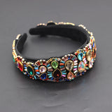 Rhinestone Flower Wide-brimmed Headband Baroque Retro Headband