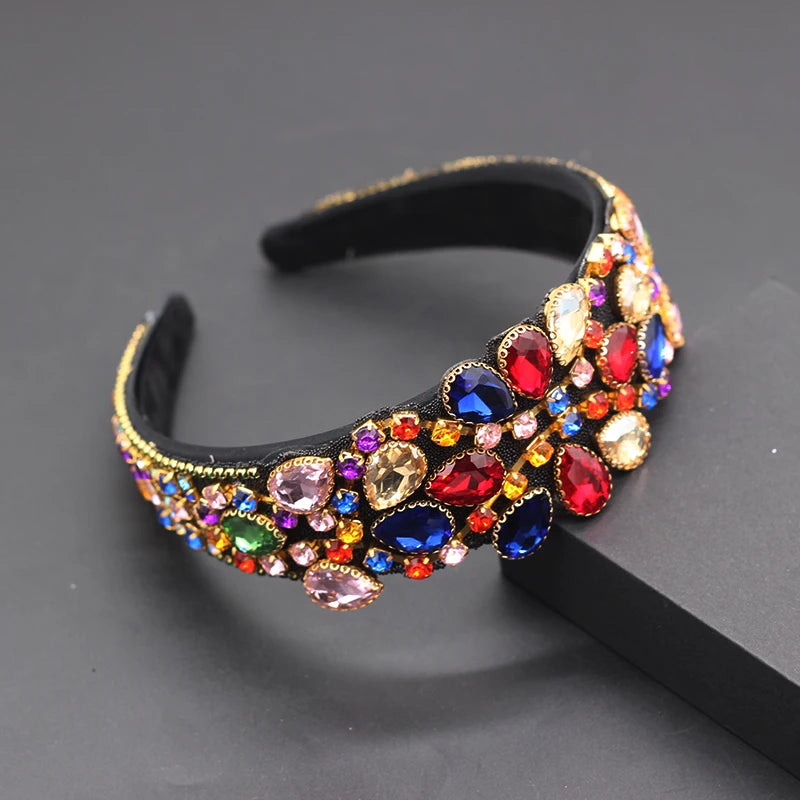 Rhinestone Flower Wide-brimmed Headband Baroque Retro Headband