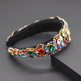 Rhinestone Flower Wide-brimmed Headband Baroque Retro Headband
