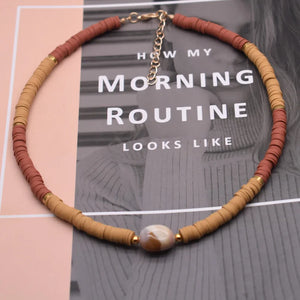 Pottery Beads Choker Necklace Baroque Pearl Beach Jewelry