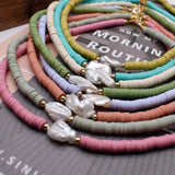 Pottery Beads Choker Necklace Baroque Pearl Beach Jewelry