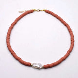 Pottery Beads Choker Necklace Baroque Pearl Beach Jewelry