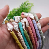 Pottery Beads Choker Necklace Baroque Pearl Beach Jewelry