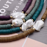 Pottery Beads Choker Necklace Baroque Pearl Beach Jewelry