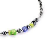 Stone Square Cat's Eye Gallstone Necklace Men's Women's Retro Chain
