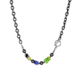 Stone Square Cat's Eye Gallstone Necklace Men's Women's Retro Chain