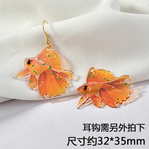 2pcs Small Goldfish Acrylic Pendant for DIY Earrings