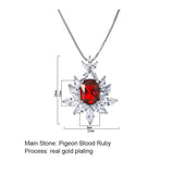 Sapphire Necklace Red Ruby Pendant Wedding Party Clavicle