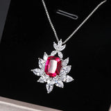 Sapphire Necklace Red Ruby Pendant Wedding Party Clavicle