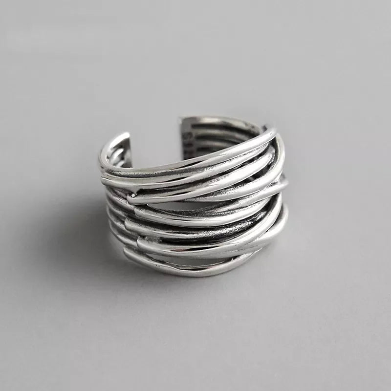 Vintage Layered Open Rings Chains Finger Rings for Men Women