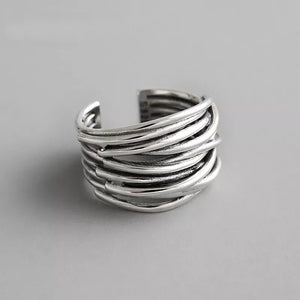 Vintage Layered Open Rings Chains Finger Rings for Men Women