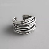 Vintage Layered Open Rings Chains Finger Rings for Men Women
