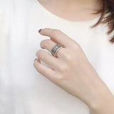 Vintage Layered Open Rings Chains Finger Rings for Men Women