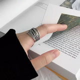 Vintage Layered Open Rings Chains Finger Rings for Men Women