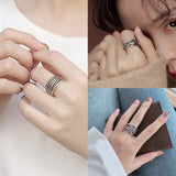 Vintage Layered Open Rings Chains Finger Rings for Men Women