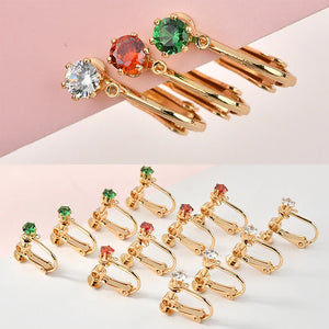 Zircon Screw Ear Clip 18k Copper Plated Earrings DIY