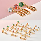 Zircon Screw Ear Clip 18k Copper Plated Earrings DIY
