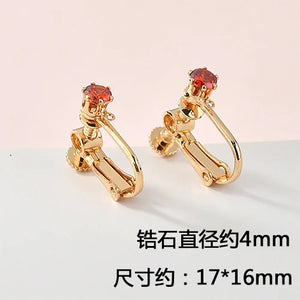 Zircon Screw Ear Clip 18k Copper Plated Earrings DIY