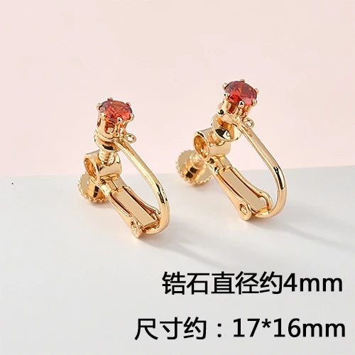 Zircon Screw Ear Clip 18k Copper Plated Earrings DIY