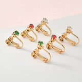 Zircon Screw Ear Clip 18k Copper Plated Earrings DIY