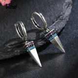 Zircon Triangle Pendant Earrings 925 Sterling Silver Hoop Earrings