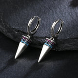 Zircon Triangle Pendant Earrings 925 Sterling Silver Hoop Earrings