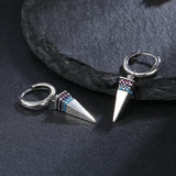 Zircon Triangle Pendant Earrings 925 Sterling Silver Hoop Earrings