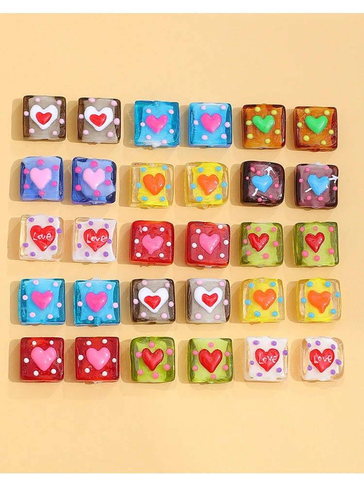 Hand-painted Love Wave Dot Glass Beads DIY Jewelry Accessories