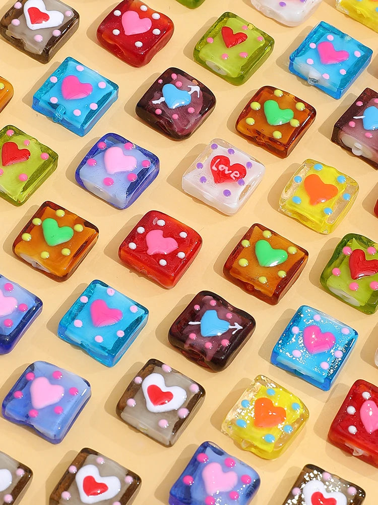 Hand-painted Love Wave Dot Glass Beads DIY Jewelry Accessories
