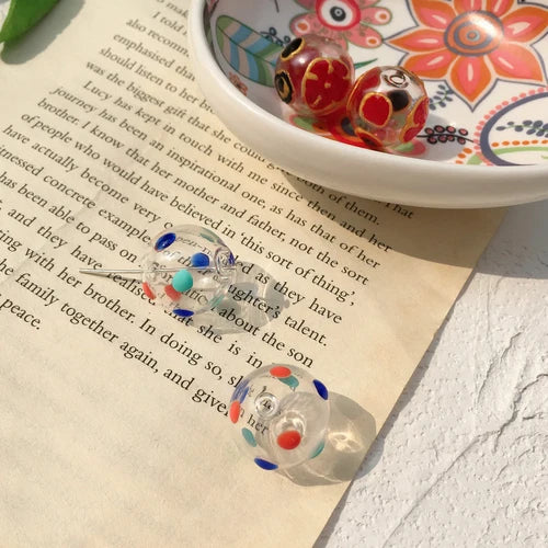 Hand Painted Wave Line Wind Bell Santa Claus Tree Glass Bubble DIY Hand Jewelry