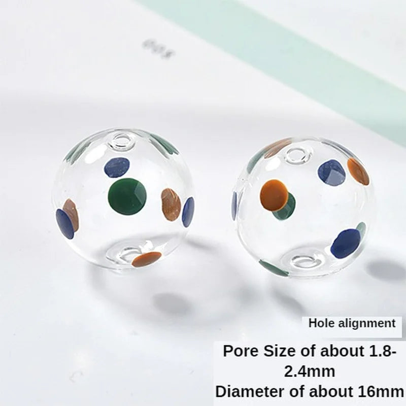 Hand-Painted Wave Point Abstract Gourd Glass Bubble DIY Earrings