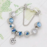 Silver-Plated Charm Bracelet with Star Beads for Women