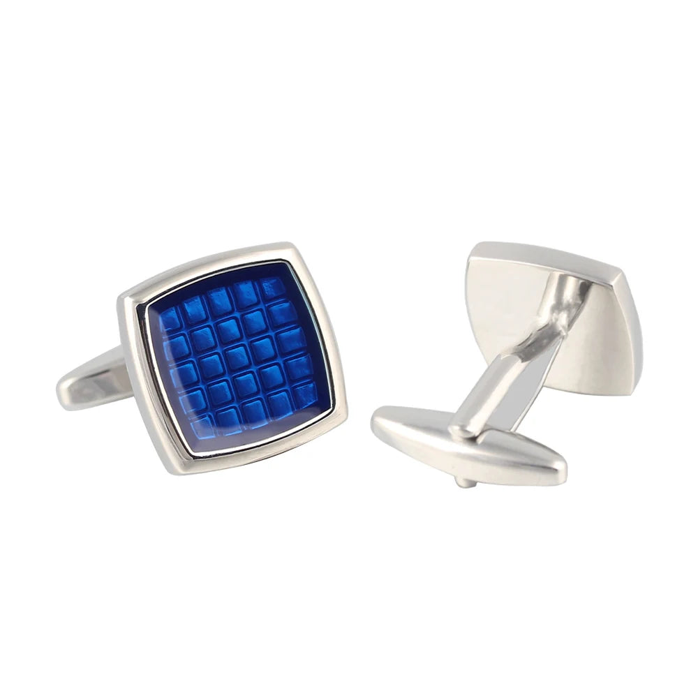 Silver Plated Lattice Cufflinks for Formal Shirts