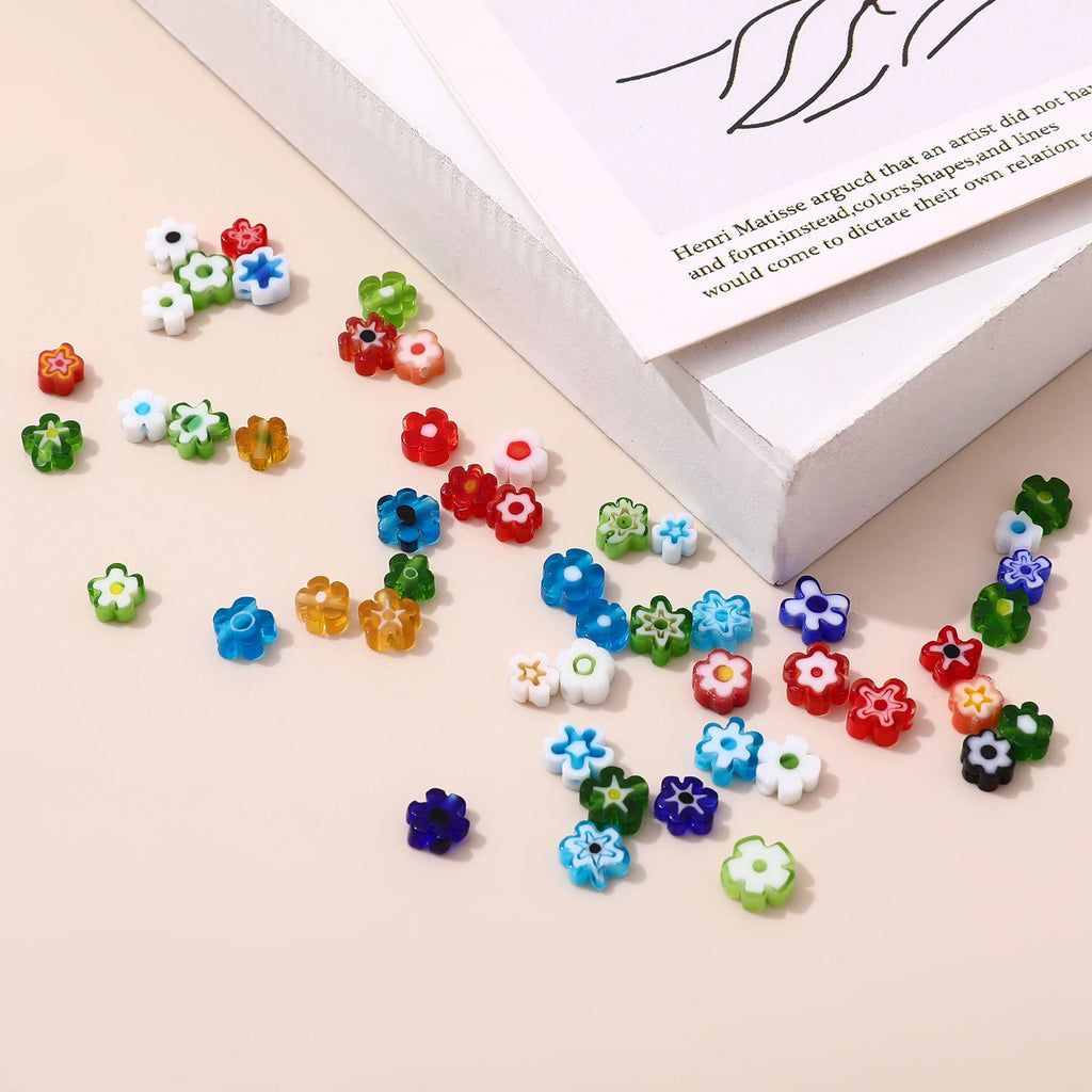 Mini Flower Glass Bead DIY Jewelry Making Kit