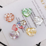 Natural Shell Heart Resin Patch DIY Earrings Hairpin Jewelry 4pcs