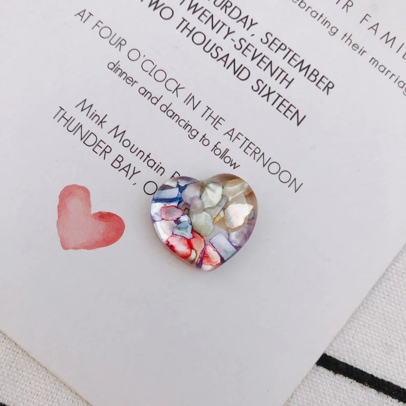 Natural Shell Heart Resin Patch DIY Earrings Hairpin Jewelry 4pcs