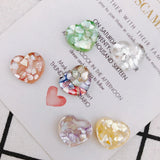 Natural Shell Heart Resin Patch DIY Earrings Hairpin Jewelry 4pcs