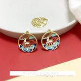 Alloy Tide Deer Crane Ceiling Fan Earrings