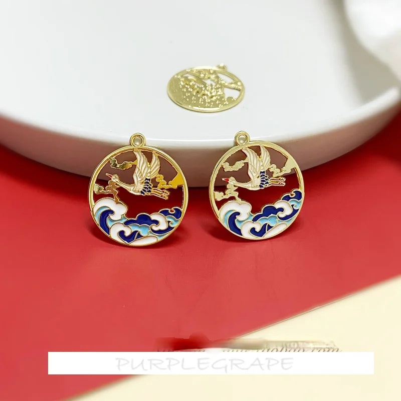 Alloy Tide Deer Crane Ceiling Fan Earrings