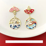 Alloy Tide Deer Crane Ceiling Fan Earrings