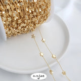 14K Peach Heart Star Beads Chain Baroque Pearl DIY Chain
