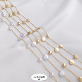 14K Peach Heart Star Beads Chain Baroque Pearl DIY Chain
