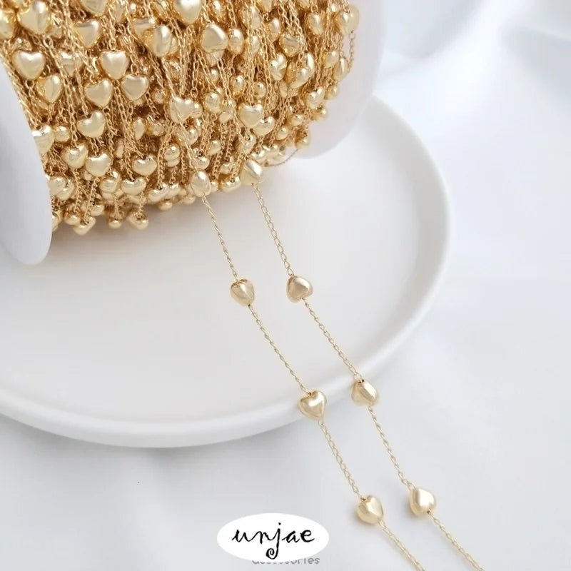 14K Peach Heart Star Beads Chain Baroque Pearl DIY Chain