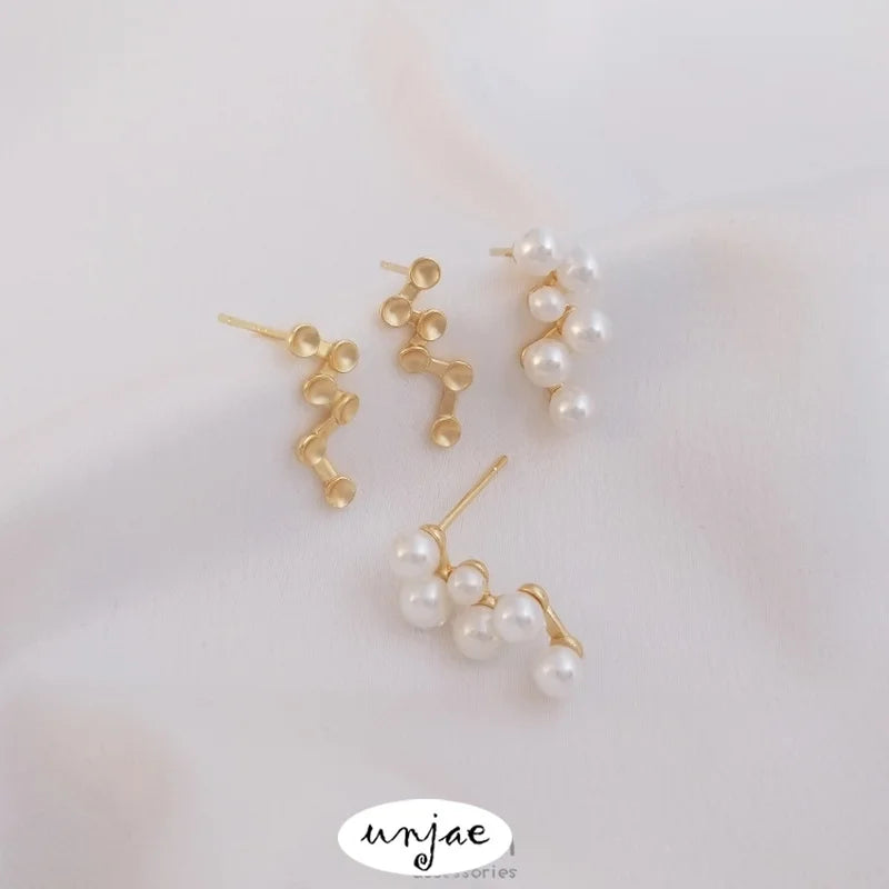 Color-Preserving 14K Bag Pearl Stud Earrings DIY Material Accessories