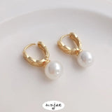14K Color-Preserving Rhombus Pearl Earrings