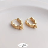 14K Color-Preserving Rhombus Pearl Earrings
